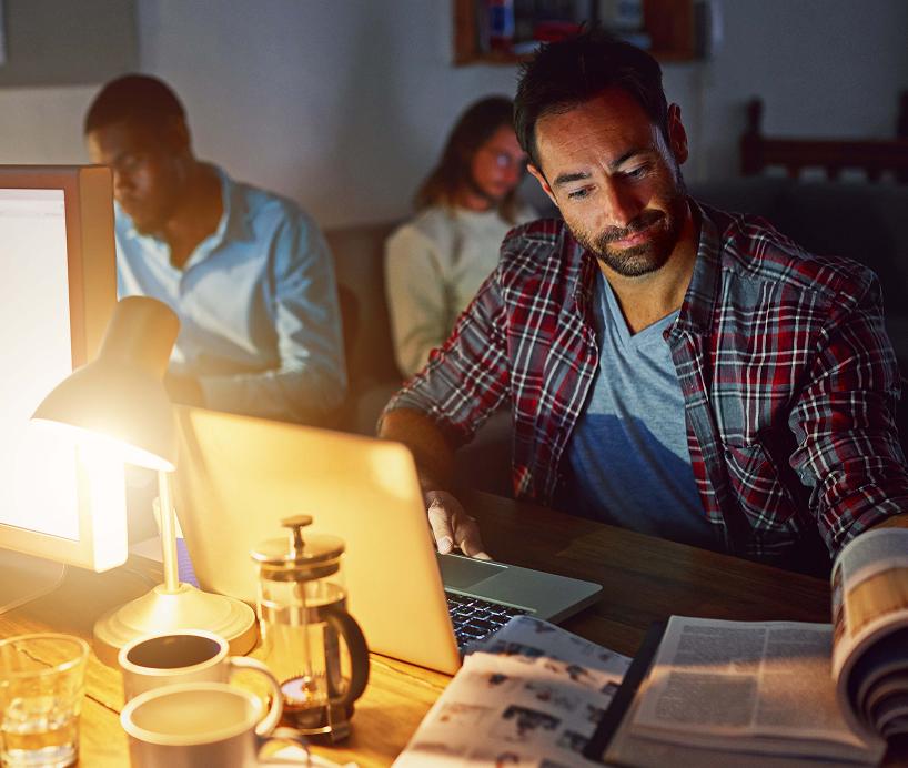 A man working on a laptop